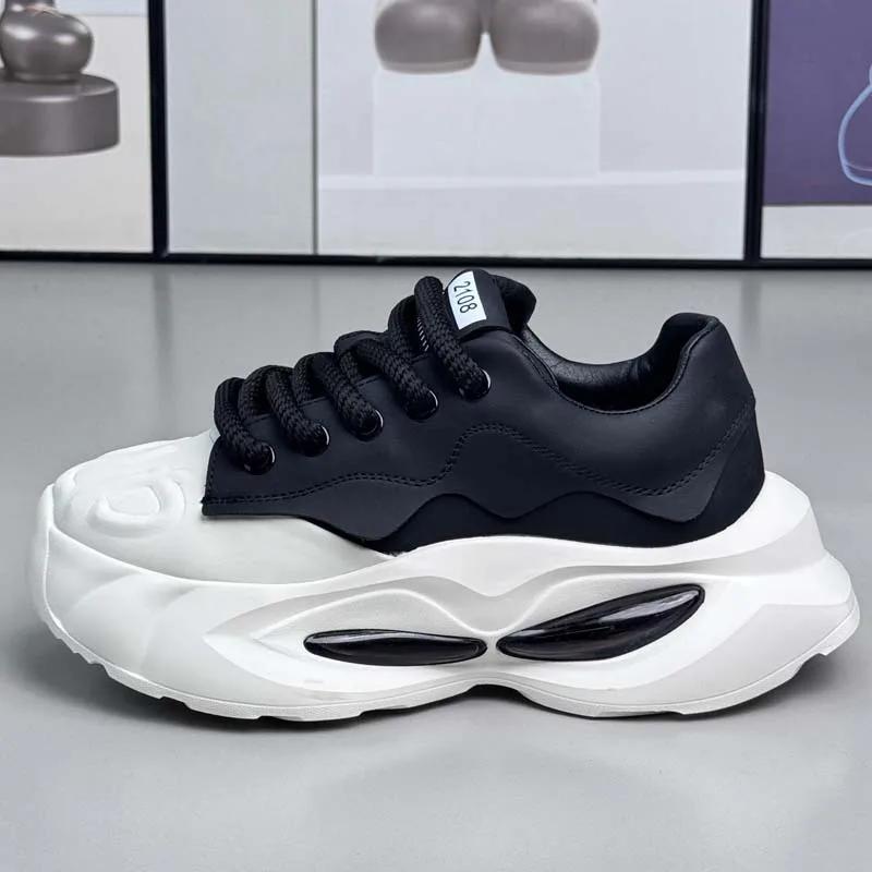 Fashion Classic Platform Men's Shoes 2025 Height Lncrease Thinness Adolescent Student Bread Shoes Korean Fashion College Style Sneakers