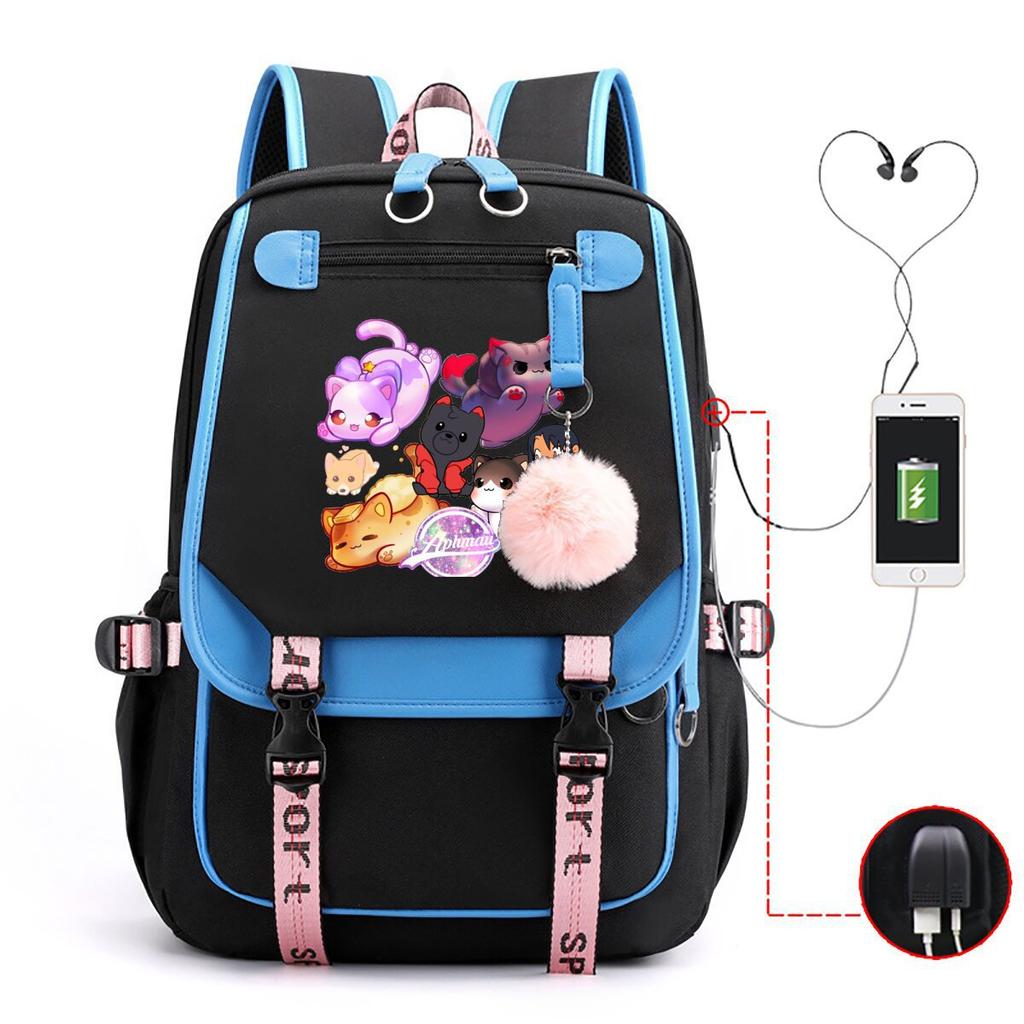 My World Harajuku Leisure Backpack Junior High School Student Elementary School Student Multifunctional USB School Bag Female