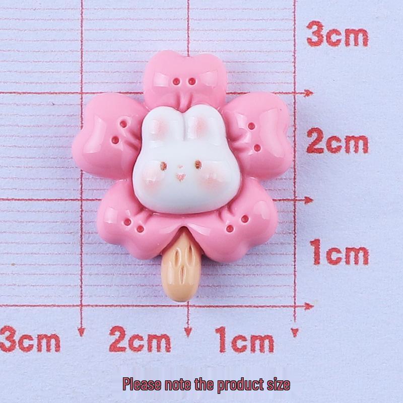 Glossy Ice Cream Rabbit Cute DIY Resin Accessories: Phone Case, Hair Clip, Hair Tie