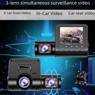 1080P HD Car Dash Cam with 360° Adjustable Triple Lens and Reversing Image
