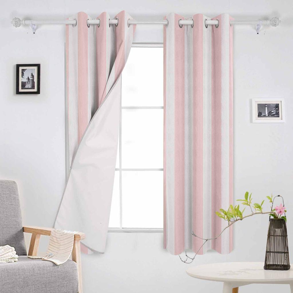 Gestreifte rosa Verdunkelungsvorhänge für Wohnzimmer Schlafzimmer bedruckte Fensterdekoration Vorhänge Heimdeko