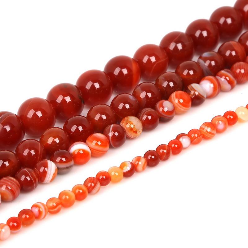 

Red Beads Round Carnelian Natural Banded Agat Natural Stone Charm Beads For Jewelry Making DIY Bracelet Necklace 4 6 8 10 12 mm 4mm X 92Pcs красный