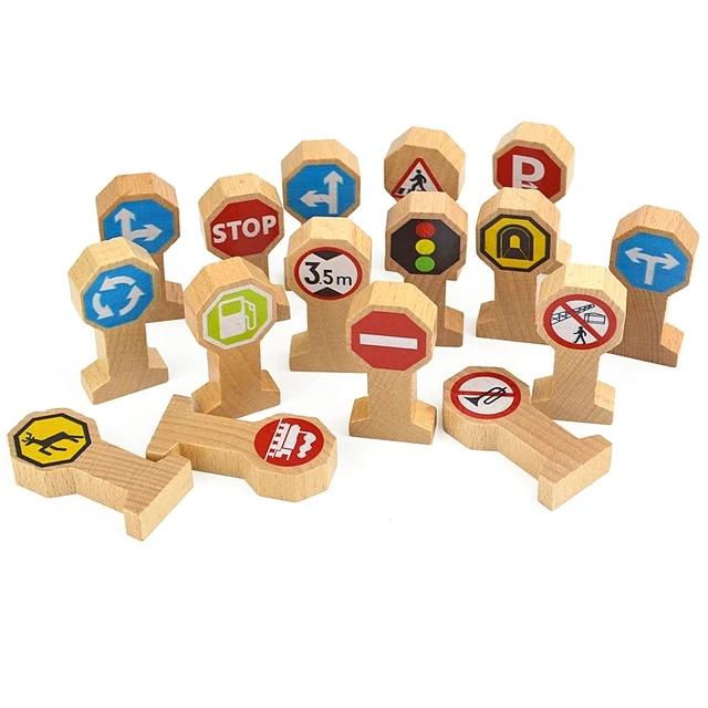 Non-Toxic Wooden Railway Connect Fixer Train Track Accessories Connector Tracffic Light Toys Holder Fit Brio Wooden Track Toys Educational