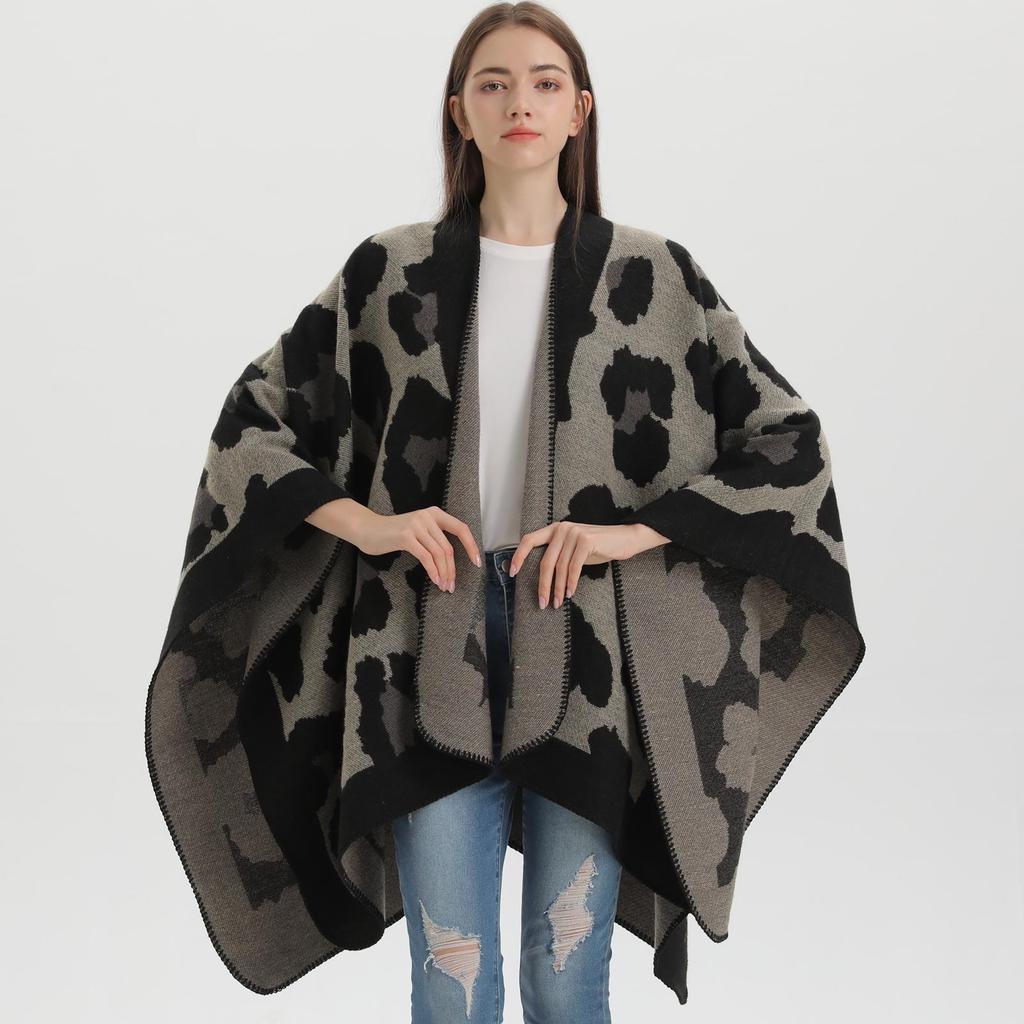 European & American Leopard Print Shawl: Autumn/Winter Imitation Cashmere Cape Scarf