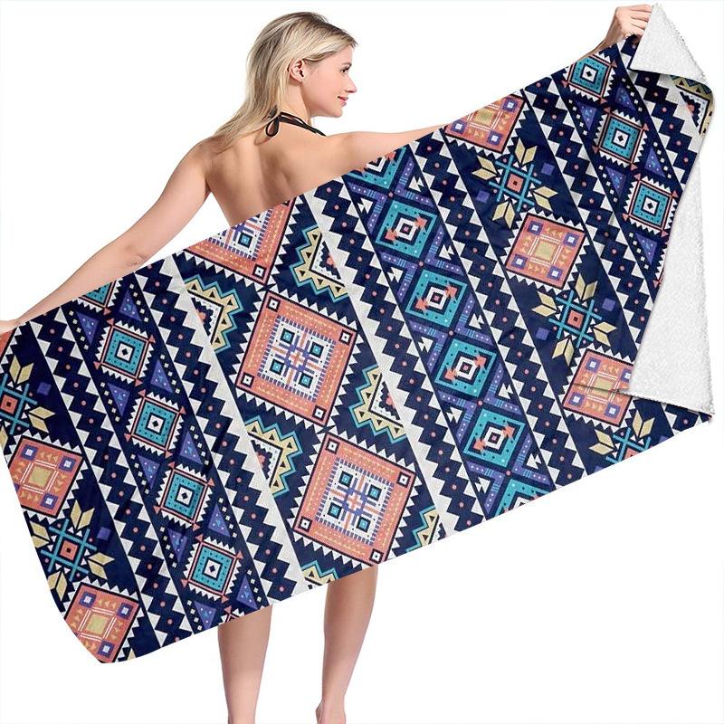 Mantra Beach Collection Digital-printed Polyester Superfine Fiber Double-sided Fleece Beach Vacation Bath Towel, Beach Towel