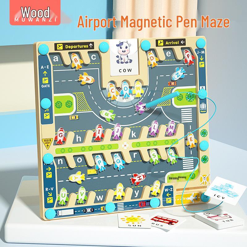 Kids Wooden Magnetic Maze: Pencil Control, Logical Thinking & Concentration Toy for Ages 3-6