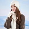Women'S Winter Scarf Hat Gloves Set Thickened Knit Touch Screen Compatible Warm