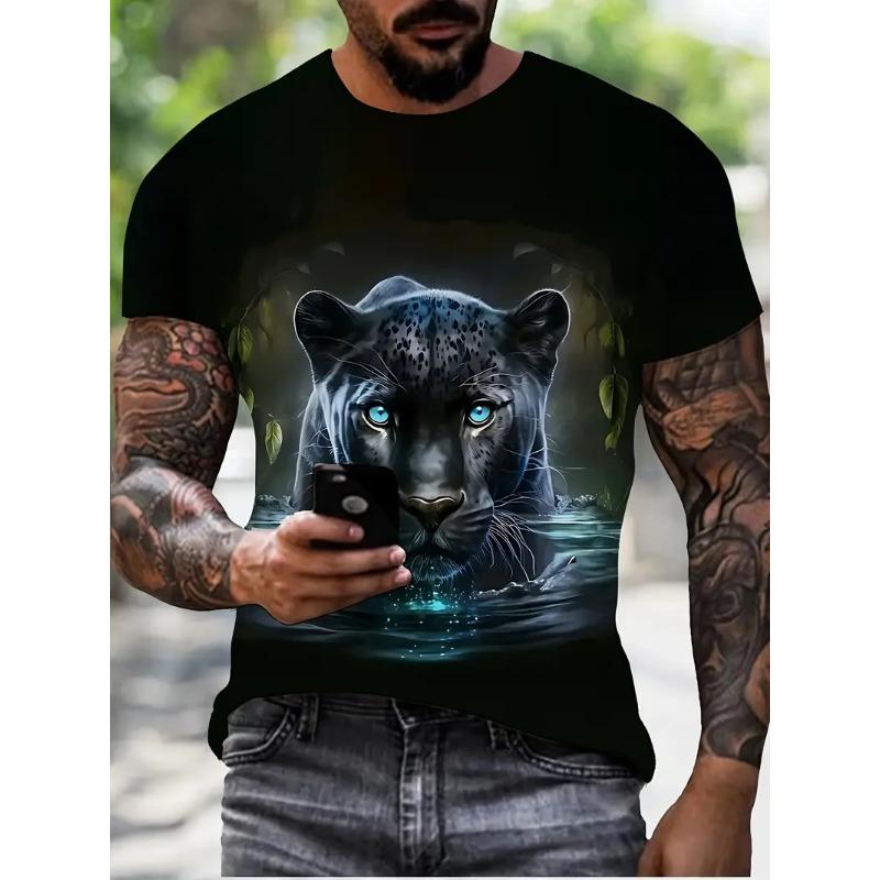 

Мужская футболка с леопардовым принтом, спортивная футболка с коротким рукавом и круглым вырезом для лета, для фитнеса на открытом воздухе, мужская одежда 6XL