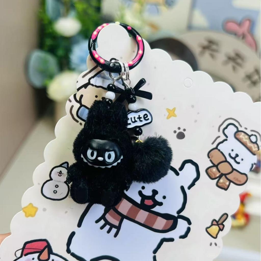 Mini Fluffy Sitting Plush Keychain Decoration Hanging Pendant 8-Pack Cute Cartoon Fuzzy Doll Car Charm Gift