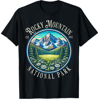 Retro Rocky Mountain National Park Hiking Camping Outdoor T-Shirt(1)