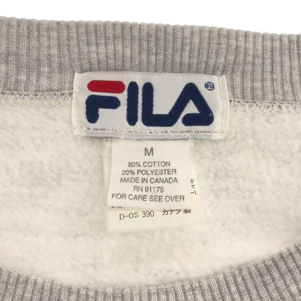 Fila 90s Made In Canada Print Long Sleeve Sweat Trainer Fleece Lining Old Men's Used
