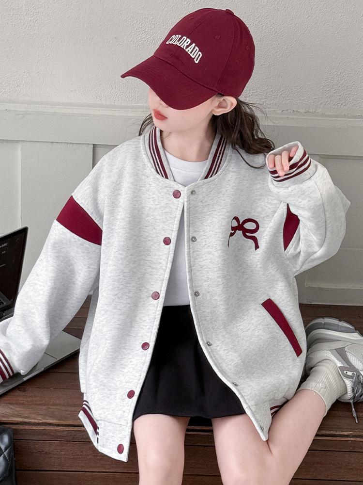 Girls' 2025 Casual Sport Baseball Jacket - Versatile Spring and Autumn Outerwear for Kids