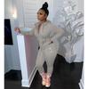 2025 Fall/Winter Women's Casual Solid Color Sportswear: Zipper Pocket Two-Piece Set