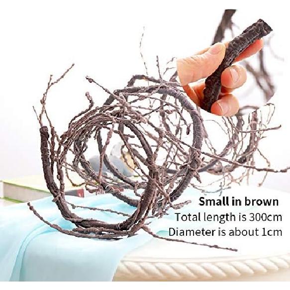 300cm/118inch Bendable Brown Small Artificial Tree Branches Fake Tree Trunk Garland Rattan Wreath Cherry Blossom Grape Vines Floral for Wall Hanging