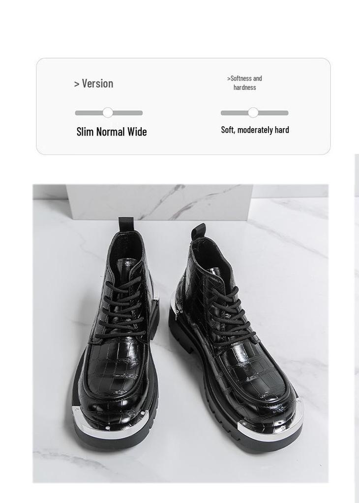 Men's Plus Size High-Top Thick-Sole Leather Boots - Autumn/Winter 2025 Fashion Edition