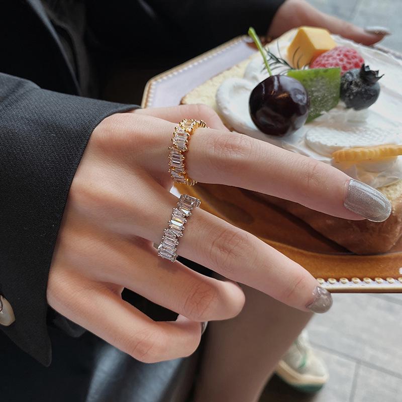 Korean Zirconia Hollow Luxury High-End Cool Style Open Ring