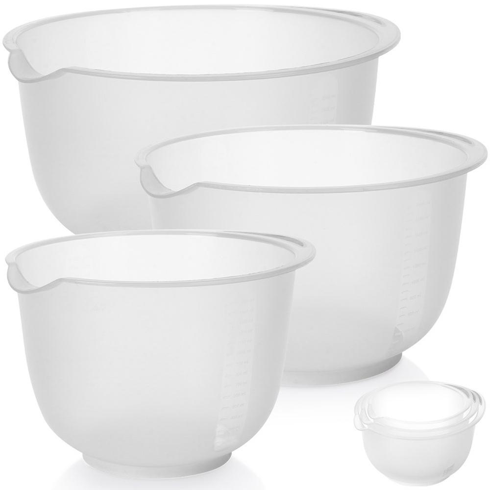 Non-Slip Kitchen Mixing Bowls with Measuring Scales 1.5L 2L 2.5L 3-Piece Set
