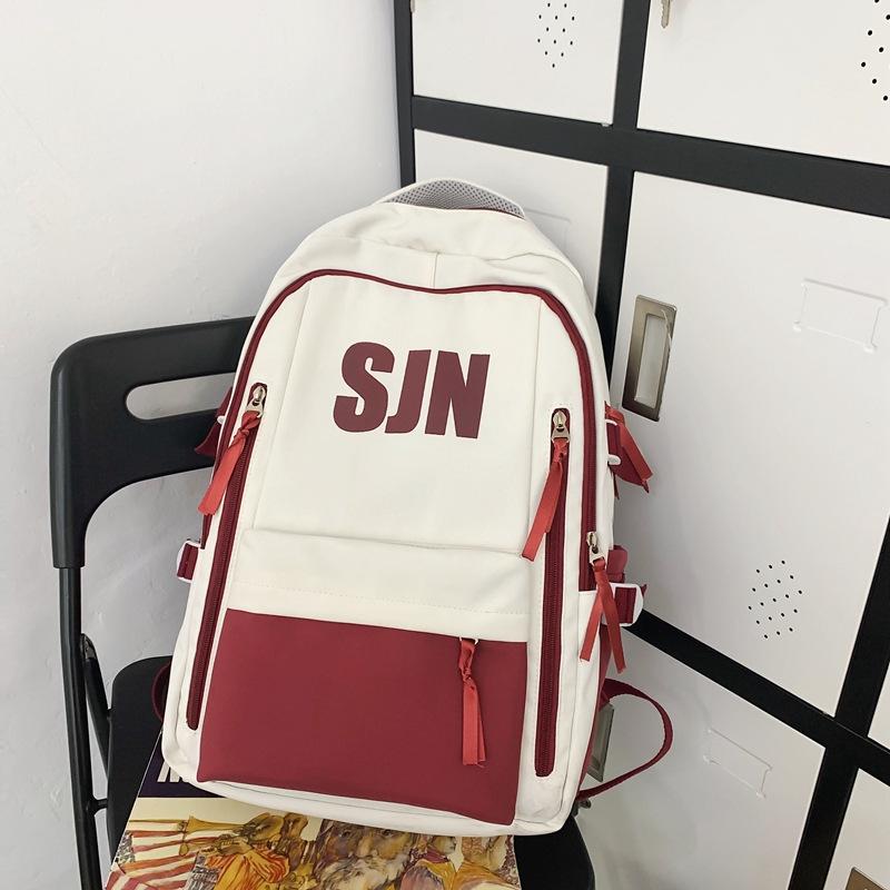Schoolbag1011 New Double Shoulder Back Large Capacity Male and Female Student Design Double Shoulder Back School Bag Simple Middle and High School