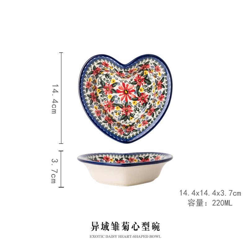 

Polish Style Daisy Ceramic Bowl Binaural Bowl Dinner Plate Home Dessert Bowl Plant Flower Vintage Tableware Kitchen,Dining & Bar