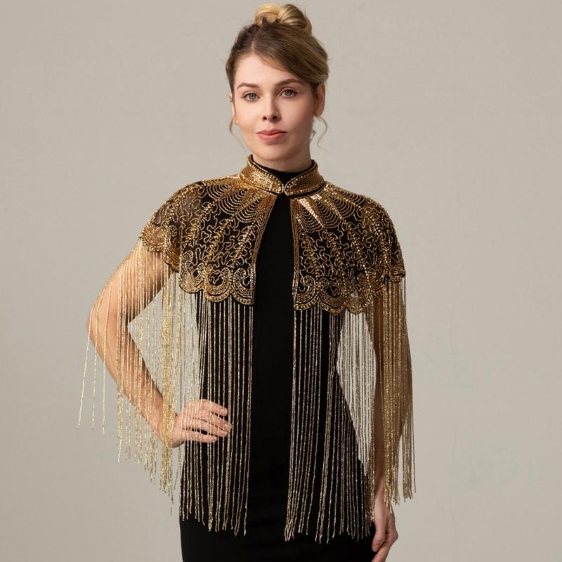 Luxury Long Tassels Indian Shawl with Beadwork And Soft Polyester Fabric Bohemian Fringe Evening Wrap