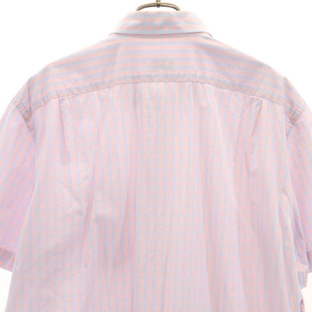 Lacoste Check Pattern Short Sleeve Button Down Shirt 43 Pink Men's Used