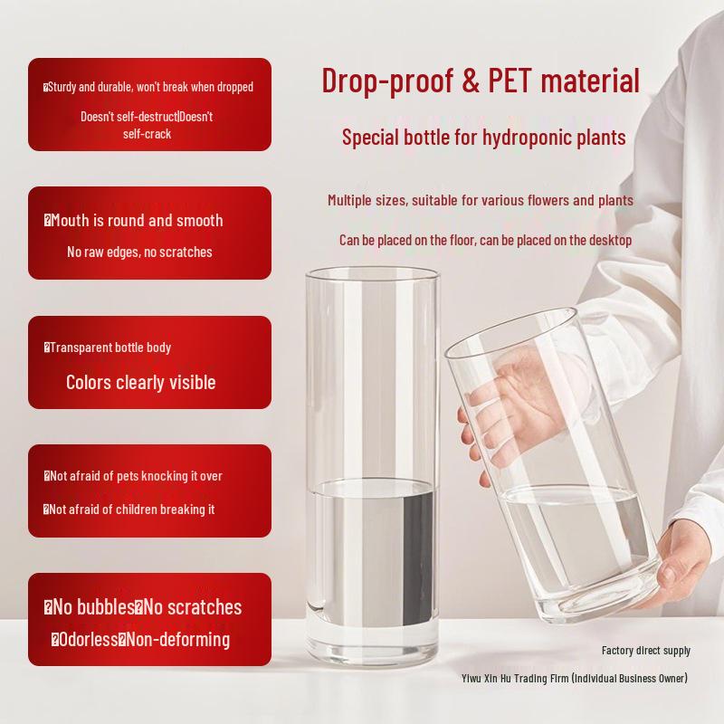 Stor Transparent Anti-Fall Vas för Lyckobambu - Vattenkultur Akryl Imitation Glasbehållare