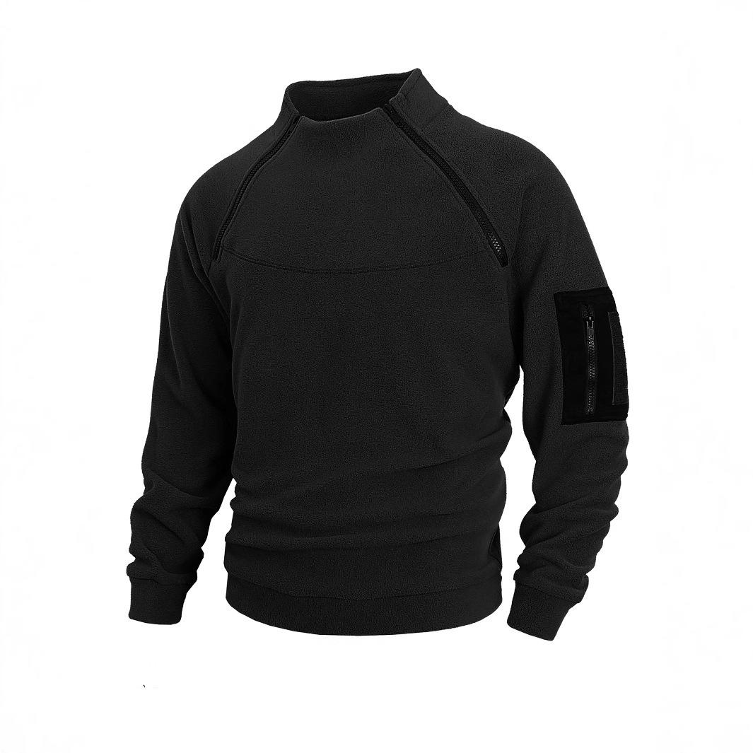Men s Slim Stand Collar Long Sleeve Coral Fleece Pullover – European & American Autumn/Winter Style XXX-Large