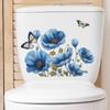 Aquarell Blaue Blume Mohn Toilette mit Badezimmer Badezimmer Wandsticker