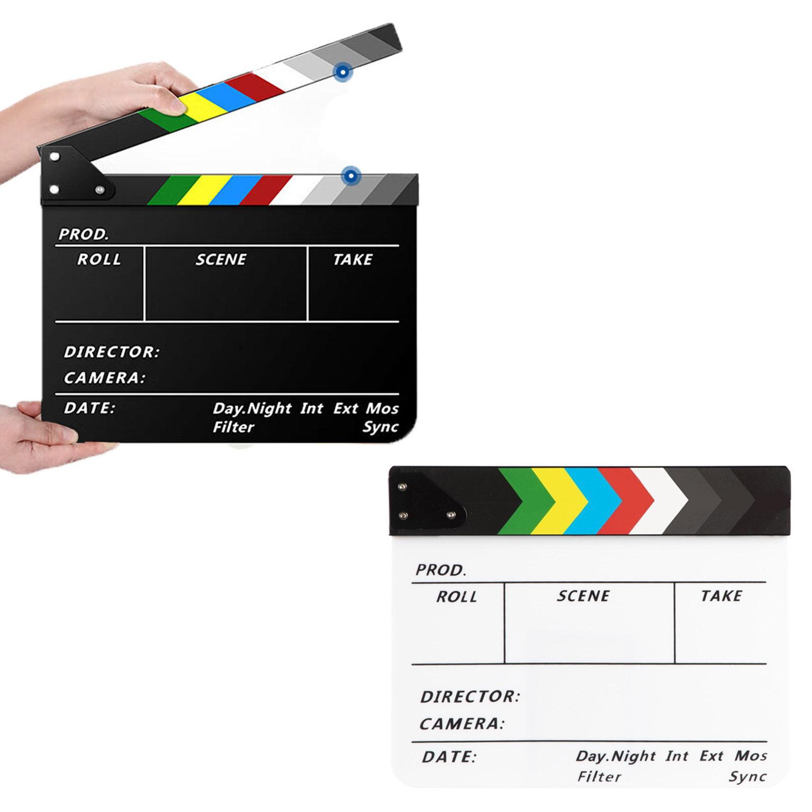 

2Pcs Professional Acrylic Clapperboard Color Bars Magnetic Film Slate Chalkboard Whiteboard Design for Movie