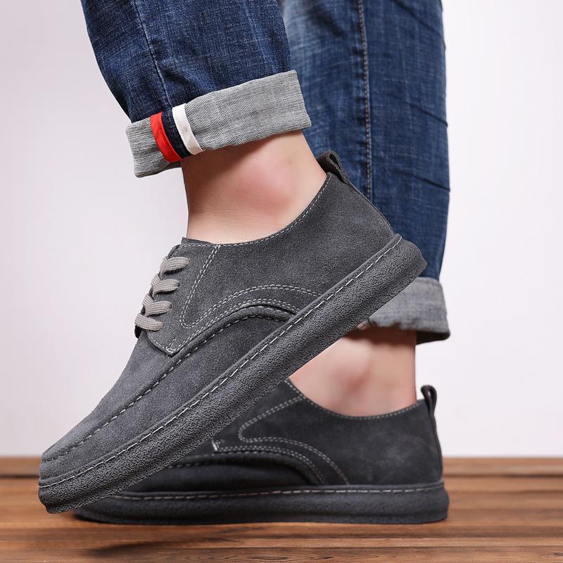 Fashion British Style Genuine Leather Men Sneakers Stylish Designer Brand Casual Leather Flat Designer Shoes Luxury Lace-Up Walking Shoe