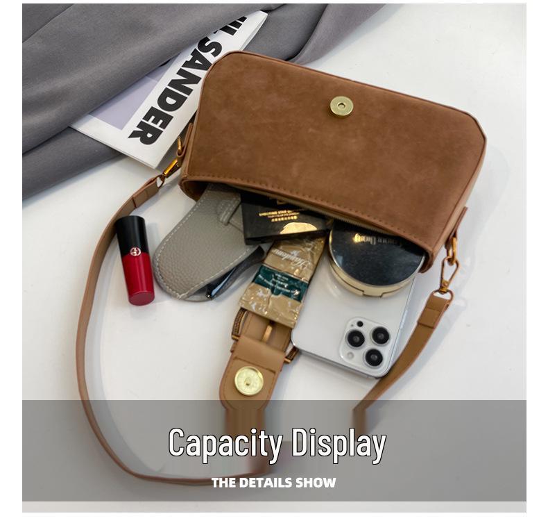 Retro Handbag: Niche Design Frosted Shoulder/Crossbody Bag