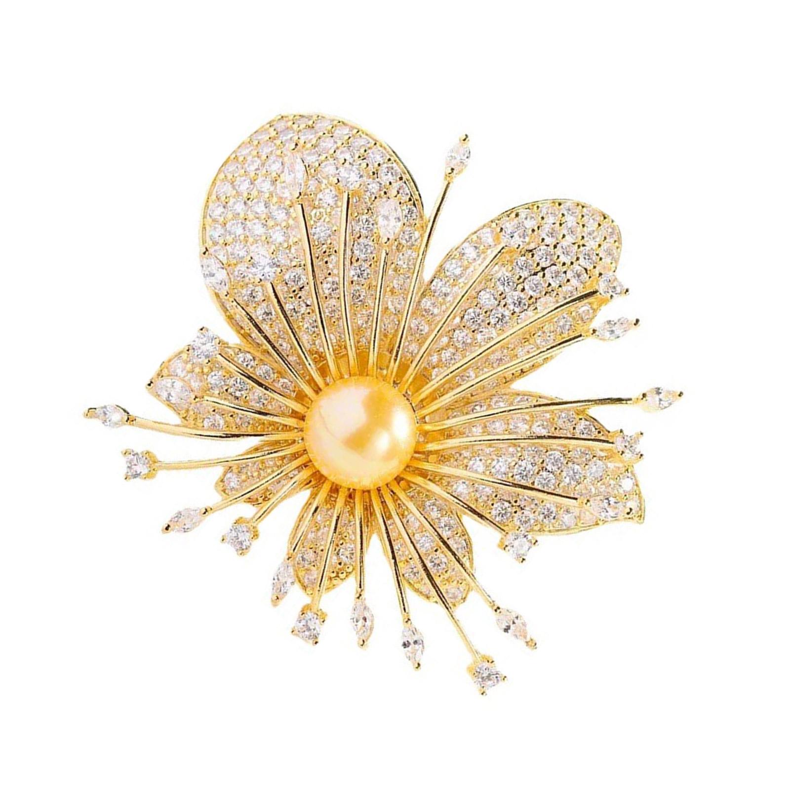 

Elegant Orchid Rhinestone Brooch With Simulated Pearls Alloy Floral Pin Lapel Pin Adornment For Women Gift