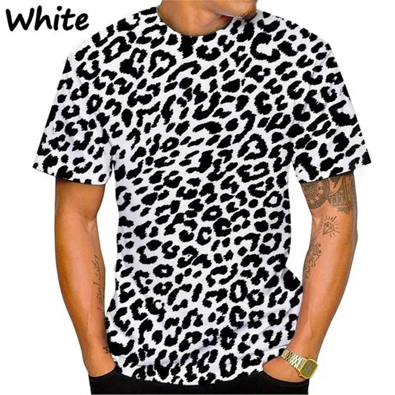 Pánske 3D tričko s leopardím vzorom, pánske tričko s okrúhlym výstrihom a krátkym rukávom, veľké streetwear, pánske tričko