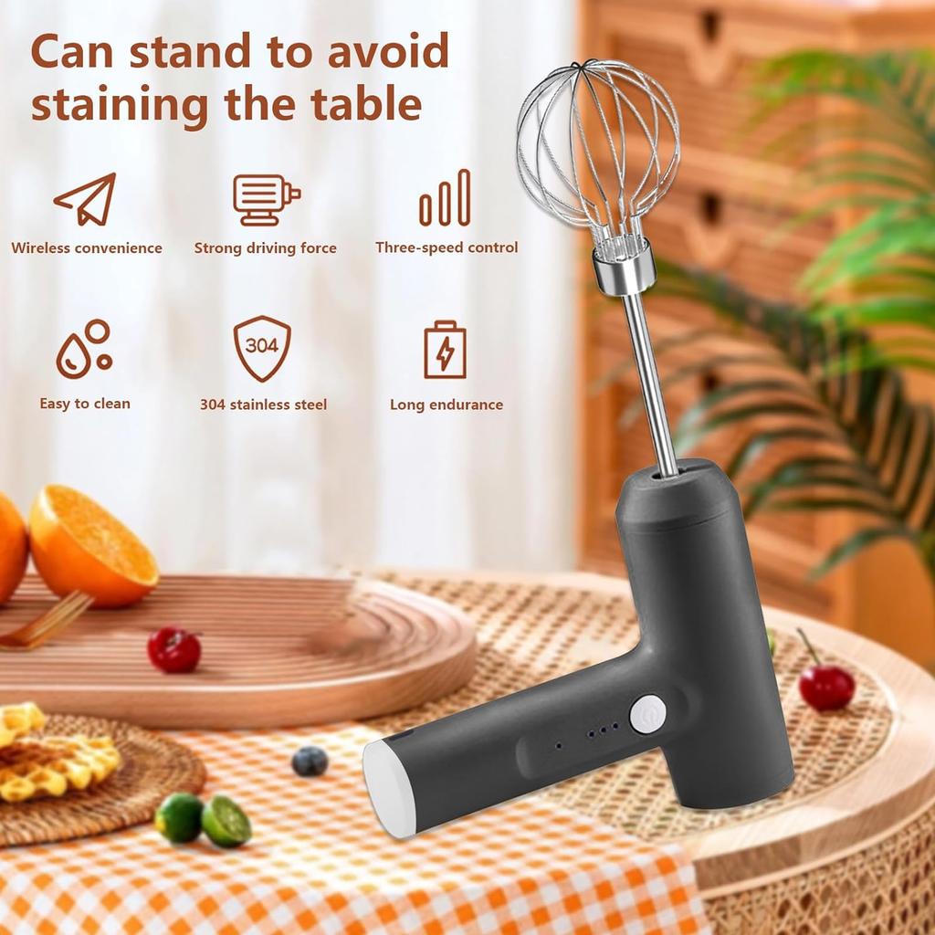 Wireless Electric Whisk USB Rechargeable Handheld Egg Beater Stainless Detachable Portable Beaters Baking Dough Cake Cream Mixer