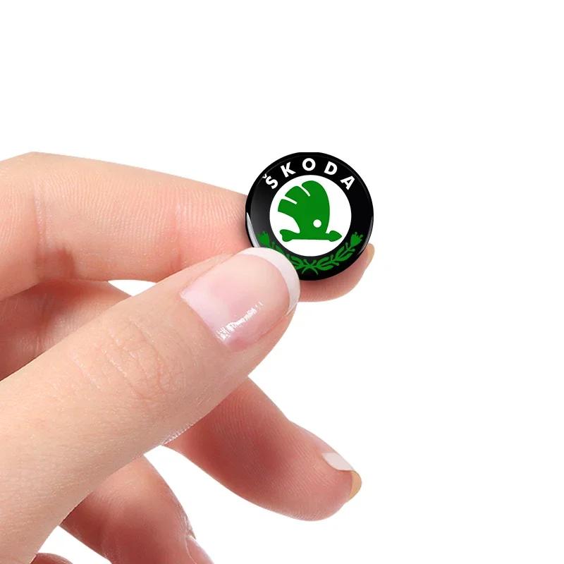 XLM4 14mm Car Remote Key Emblem Badge Radio Button Sticker For Skoda Octavia MK2 MK1 2 3 A5 A7 A8 Fabia Karoq Superb Rapid Kamiq