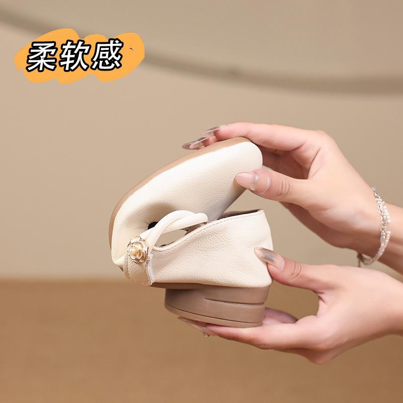 French versatile single shoes women's 2025 summer new popular soft sole soft surface shallow mouth with skirt Mary Jane small leather shoes