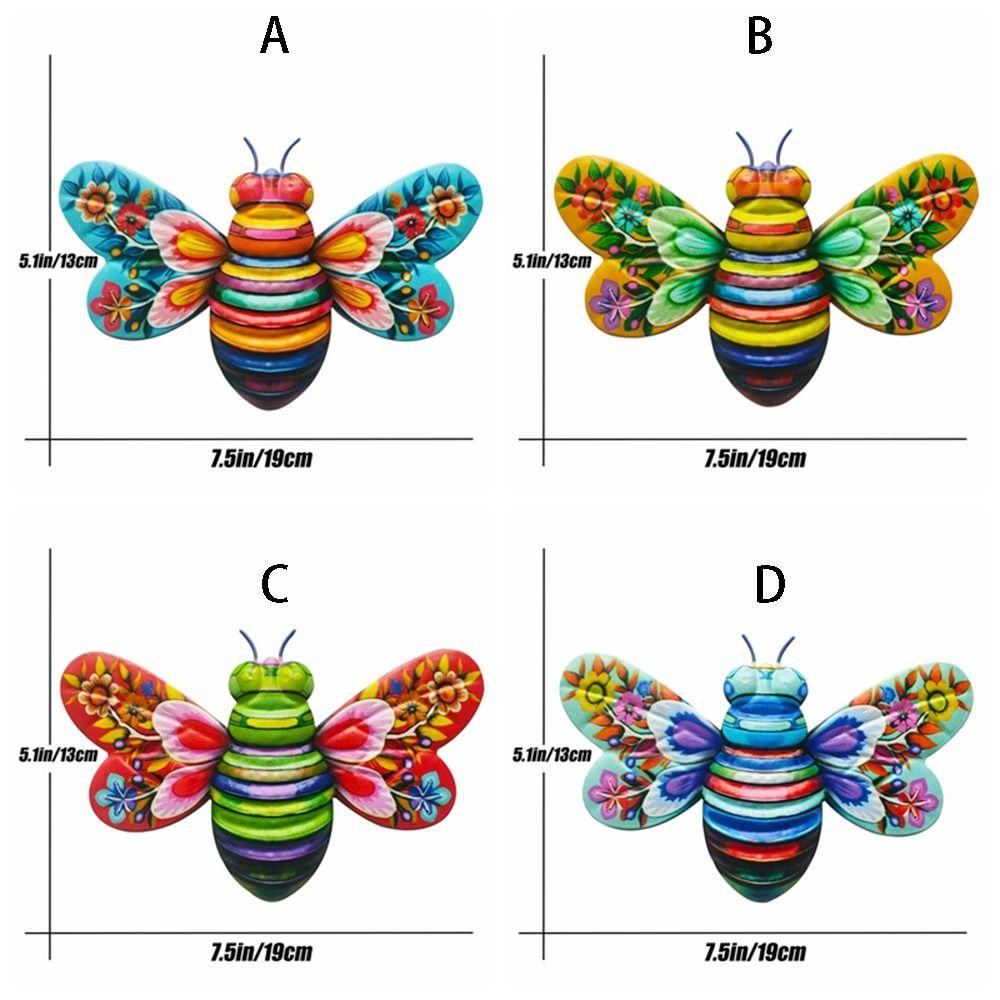 Metal Bee Wall Ornament Creative Garden Statue Art Wall Hanging Sculpture  Patio