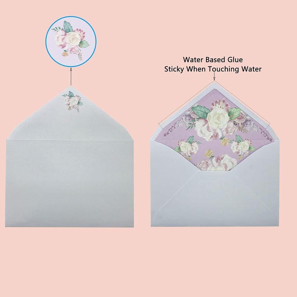 SCStyle Stationary Paper and Envelopes Set Contain 48Sheets Writing Paper 5.9X7.7Inch+24 Pcs A6 Cute Envelopes 4x6Inch with Water-Based