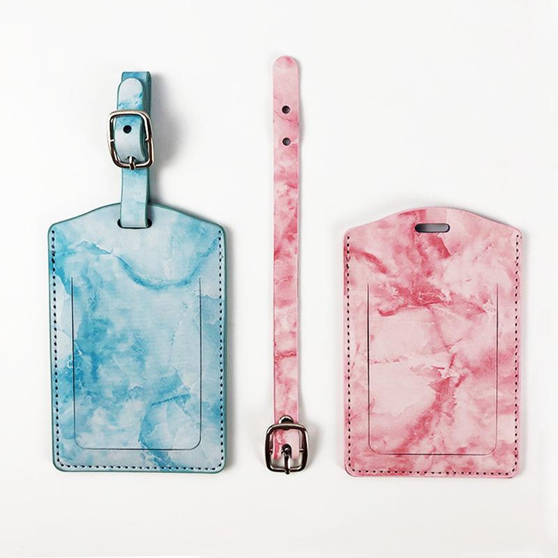 Multi-color boarding pass, free card paper pu leather marble pattern can be determined LOGO oil edge luggage tag