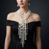 Luxury Big-name Long Pearl Necklace French Retro Jewelry Multi-layer Fringed Dress Body Chain Women