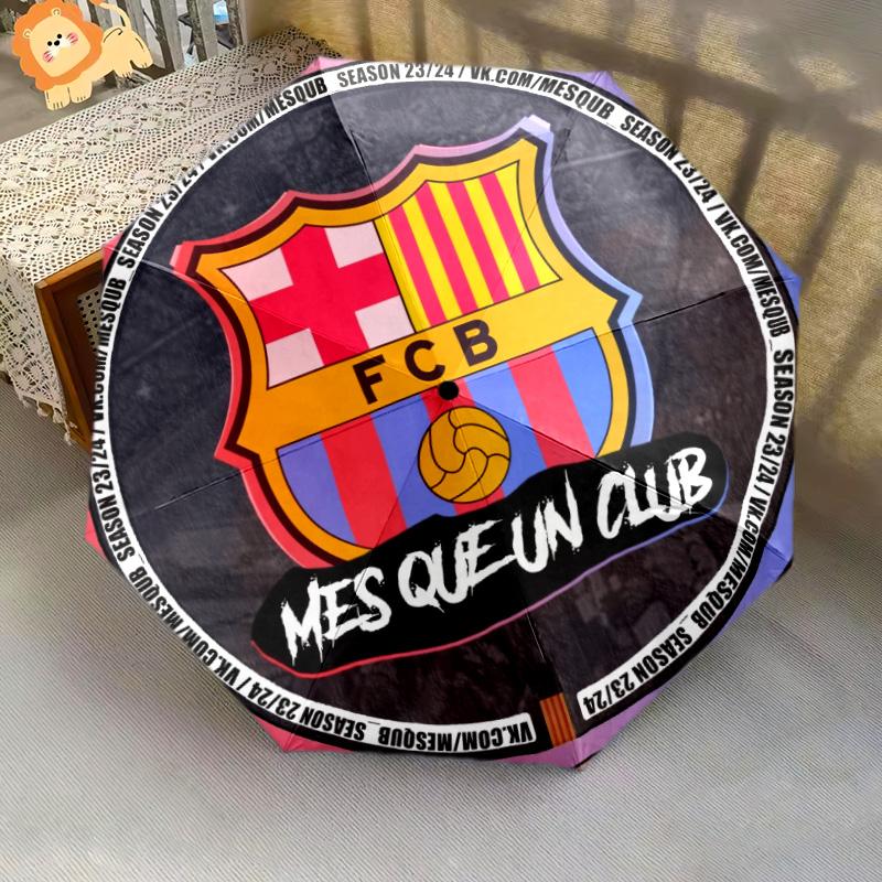 FC Barcelona  Pattern, Automatic Folding Umbrella, Portable and Foldable Design, 8 Ribs, a Christmas or Birthday Gift.