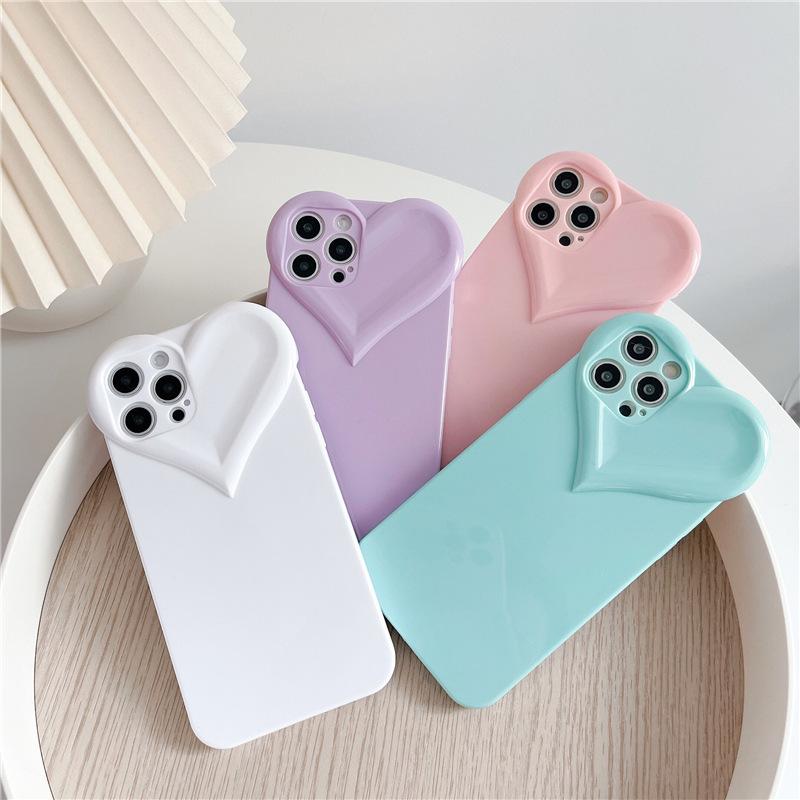 Fashion Cute Love Heart Clear Phone Case For iPhone 16 Pro Max 15 14 13 12 11 X XR XS 7 8 Plus Candy Color Soft Shockproof Cover
