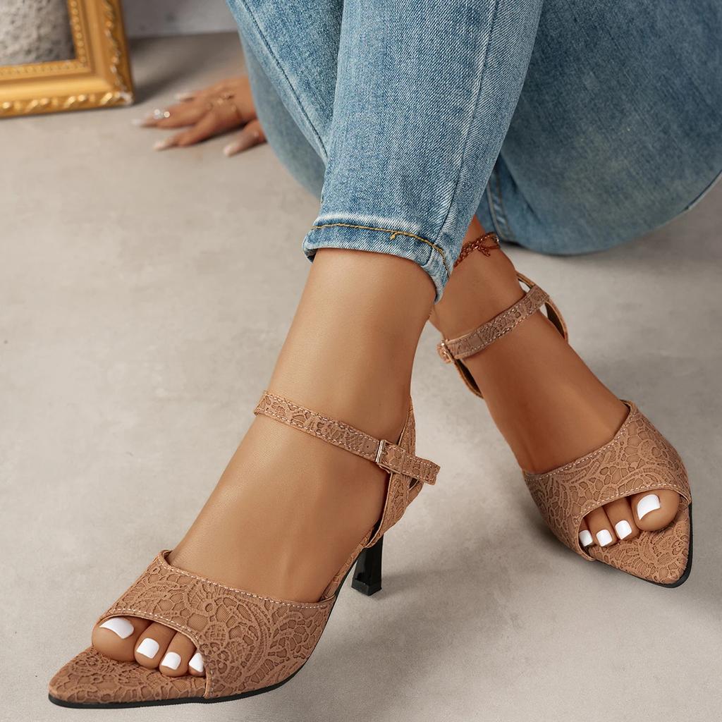 Fashion Woman Sandals Ankle Strap Peep Toe High Heels Sandals 2025 Sexy Dress Wedding Shoes Women Designer High Heels Buckle Woman Pumps