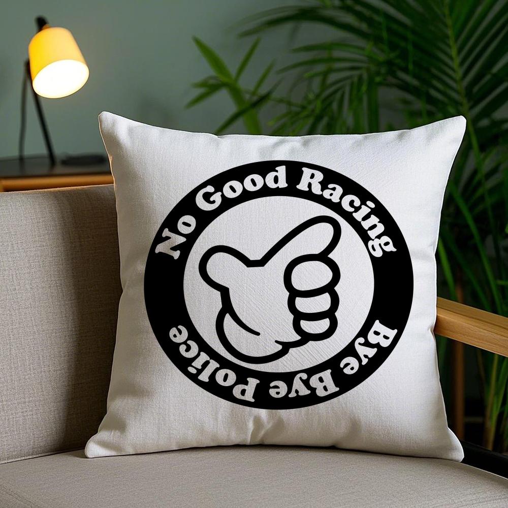 No Good Racing Cushion Cover Plush Fabric Soft Double-Sided Printed Invisible Zipper Sofa Pillow Case Home Decor