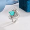 Luxury Sky Blue Drop Diamond Premium Ring Sweet Stylish S925 Silver Plated Party Wedding Engagement Jewelry for Ladies