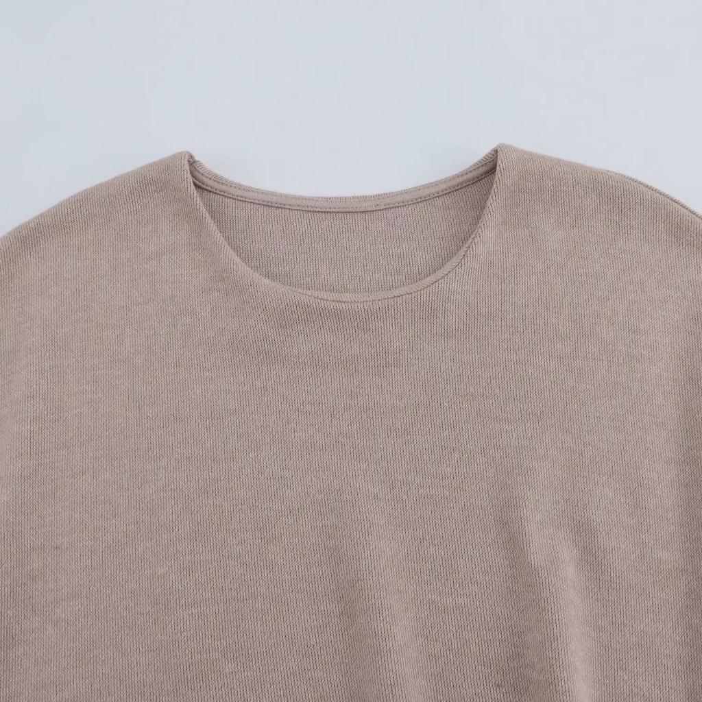 Women's Round Neck Knitted Top + A-Line Skirt Set