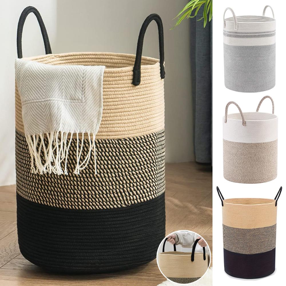 For Extra Large Laundry Storage Bag, Woven Dirty Clothes Basket With Cotton Rope Handle, Dirty Clothes Hamper, Storage Baske