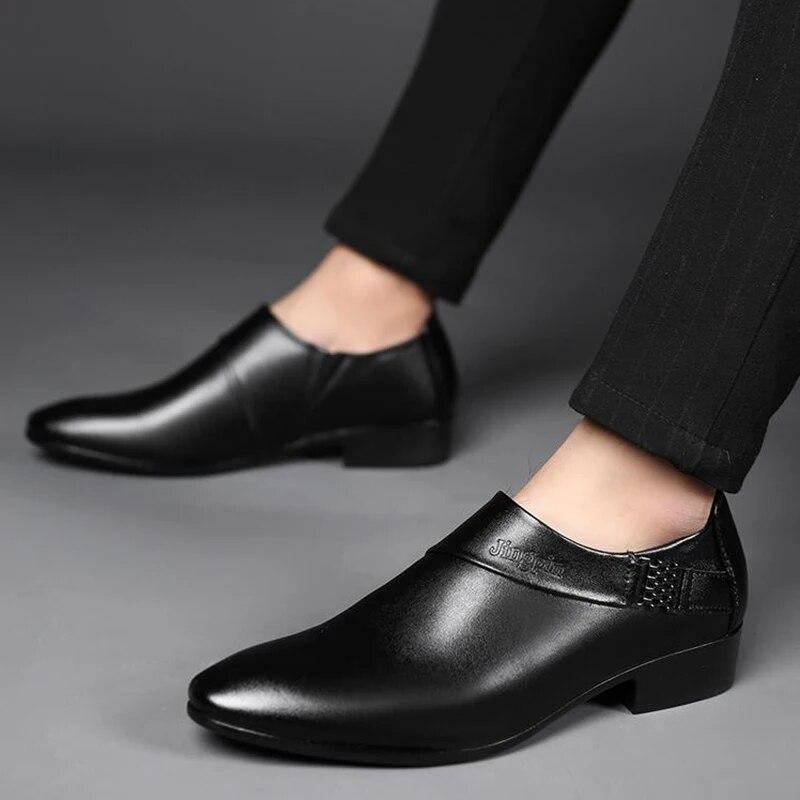 Men PU Leather Shoes Formal Dress Shoes for Male Plus Size Party Wedding Office Work Shoes Slip On Business Casual Oxfords