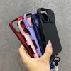 Slide Camera Lens Protection Wrist Strap Cord Case For iPhone 17 11 12 13 14 15 16 Pro Max Plus Shockproof Bumper Armor Cove