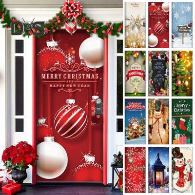 Tapestry na drzwi garażowe z 4 taśmami mocującymi Styl świąteczny Kreskówkowy nadruk bałwana Stwórz świąteczną atmosferę Dekoracja tła na imprezę sylwestrową Wiszące